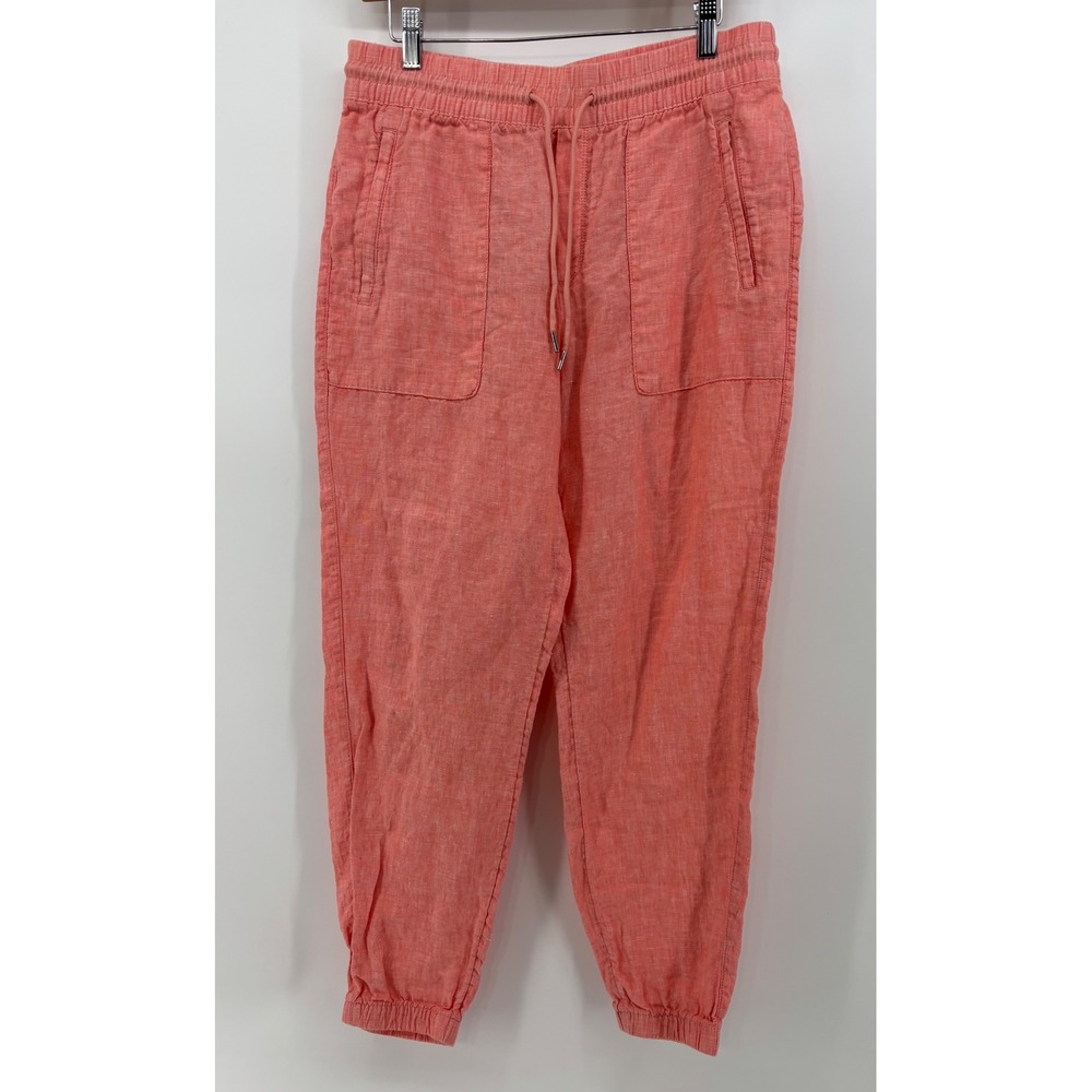 Athleta Retreat Linen Jogger Women 8 Coral Pink 100% Linen